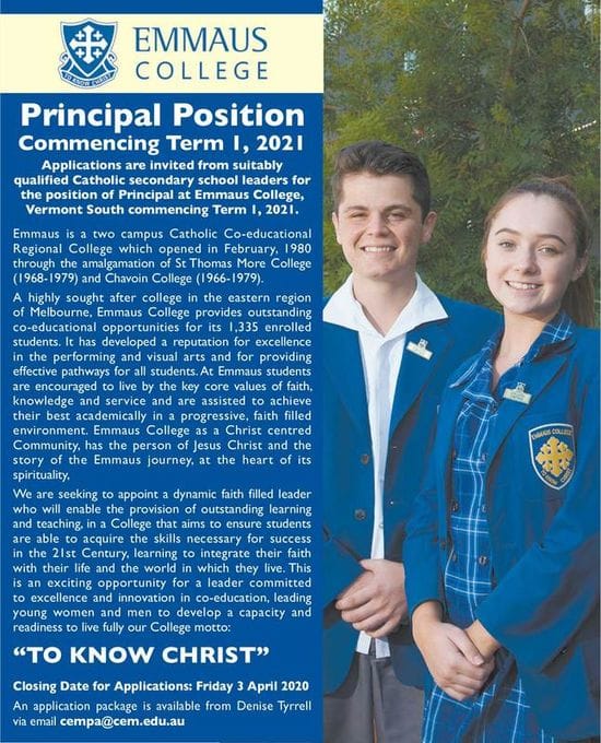 Emmaus College - Principal Position